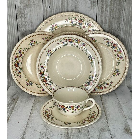 Vintage Myott Staffordshire Rosemere 7 Pieces Plates Bowl Teacup Saucer - Picture 3 of 14